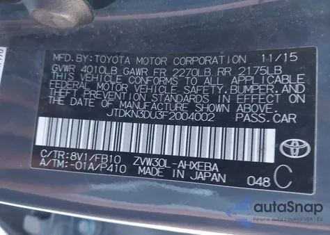 2015 Toyota Prius Two z USA, uszkodzony, nr VIN JTDKN3DU3F2004002